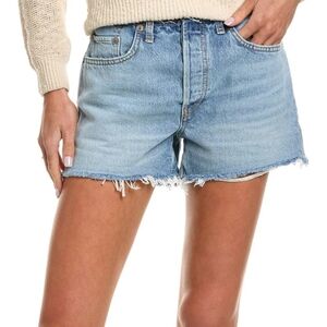 Re/Done Denim Shorts Raw Hem High Rise Button Fly Cut Off Airy Indigo 28 NWOT